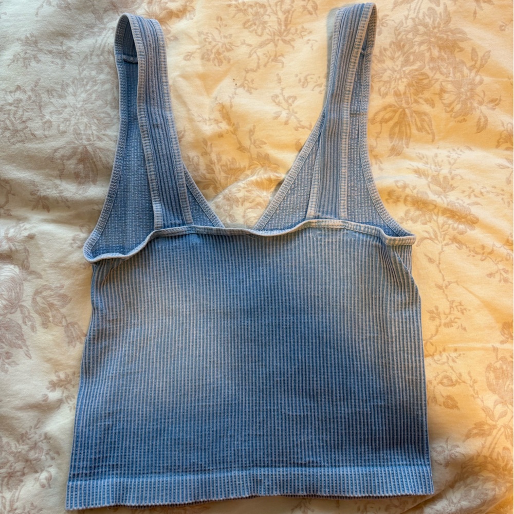 Blue Ribbed Knit Top - Picture 2 of 2